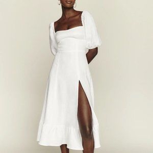 Reformation Belgium Linen Midi Dress White Size 6